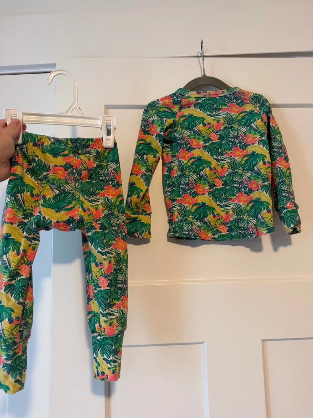 Little One Shop Tropical Pajama Set - Green & Pink